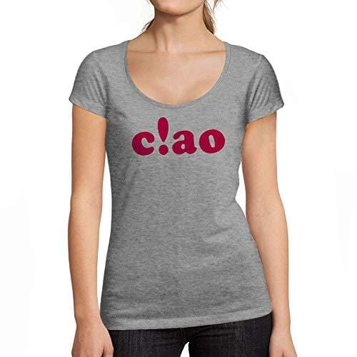 Ultrabasic - Tee-Shirt Femme col Rond Décolleté Ciao Gris Chiné