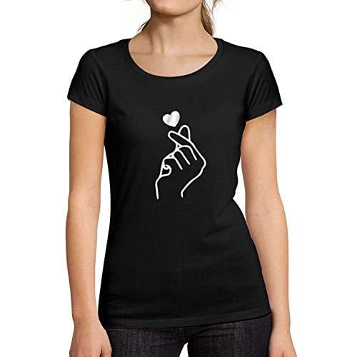 Ultrabasic - Tee-Shirt Femme Manches Courtes Hand Heart Love Noir Ptofond