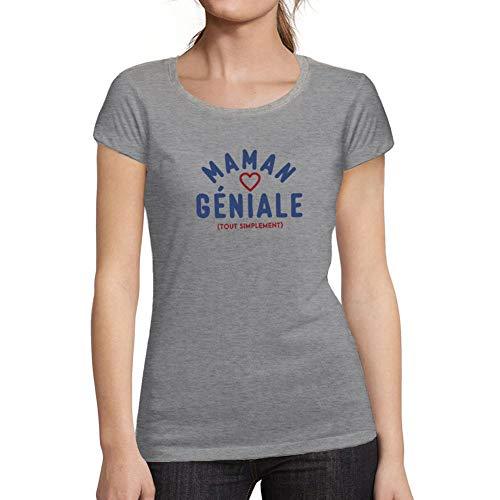 Ultrabasic - Femme Graphique Maman Géniale Imprimé des Lettres T-Shirt Gris Chiné