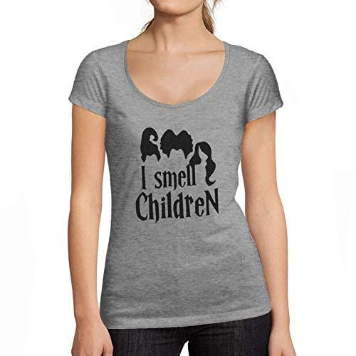 Ultrabasic - Tee-Shirt Femme col Rond Décolleté I Smell Children Halloween Lettre T-Shirt imprimé Gris Chiné