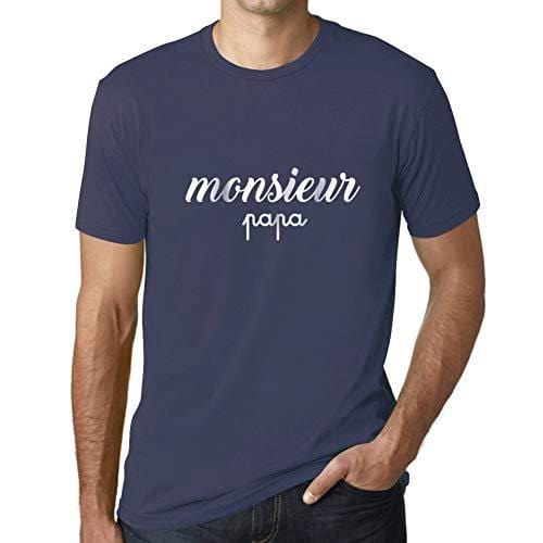 Ultrabasic - Herren T-Shirt Graphique Monsieur Papa Imprimé Letters Noël Cadeau Denim