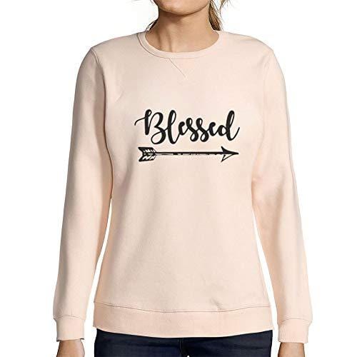 Ultrabasic - Femme Imprimé Graphique Sweat-Shirt Chapeau de Père Noël Pull de Noel Idées Cadeaux Rose Crémeux