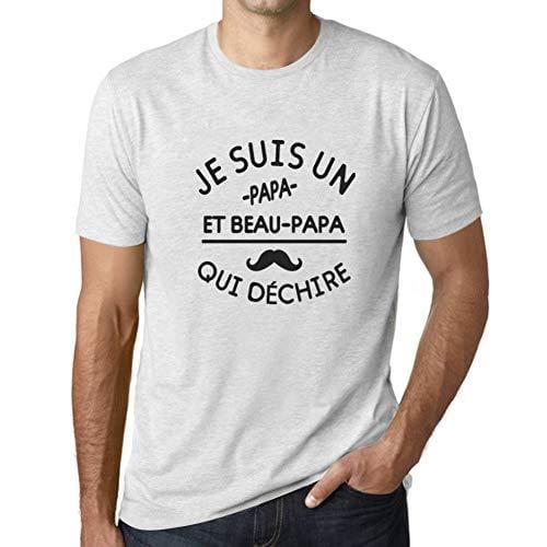 Ultrabasic - Graphique Homme Papa Et Beau-Papa Qui déchire T-Shirt Cadeau Imprimé Tée-Shirt Blanc Chiné