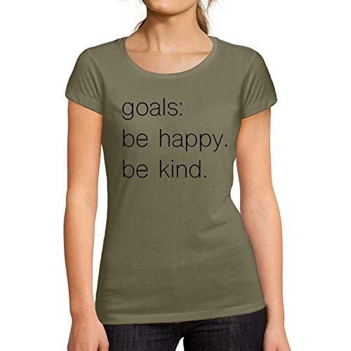 Ultrabasic - Tee-Shirt Femme Manches Courtes Be Kind Happy Kaki