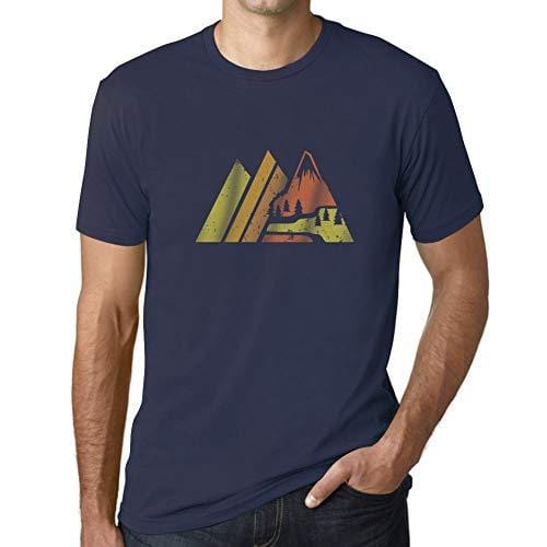 Ultrabasic - Homme Graphique Montagne Rétro Écran Impression de Lettre Tee Shirt Cadeau French Marine