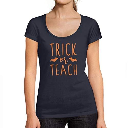 Ultrabasic - Tee-Shirt Femme col Rond Trick Or Teach Occasionnel Mignon Halloween Tee Tops