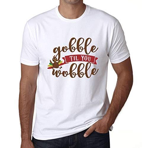 Ultrabasic - Homme Graphique Gobble Til You Wobble Impression de Lettre Idée Cadeau Blanco