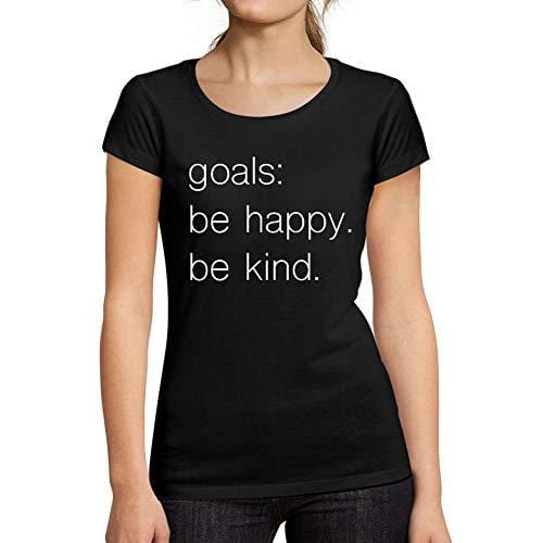 Ultrabasic - Tee-Shirt Femme Manches Courtes Be Kind Happy Noir Profond