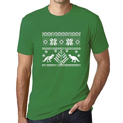 Ultrabasic – Herren-T-Shirt mit grafischem Dinosaurier-Motiv, bedruckt mit Buchstaben „Noël Cadeau Vert Prairie“.