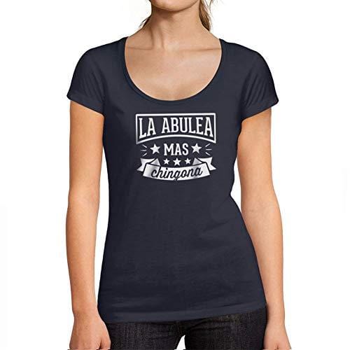 Ultrabasic - Tee-Shirt Femme col Rond Décolleté La Abuela Mas Chingona French Marine