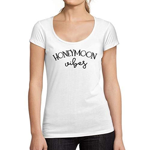 Ultrabasic - Tee-Shirt Femme col Rond Décolleté Honeymoon Vibe Blanc