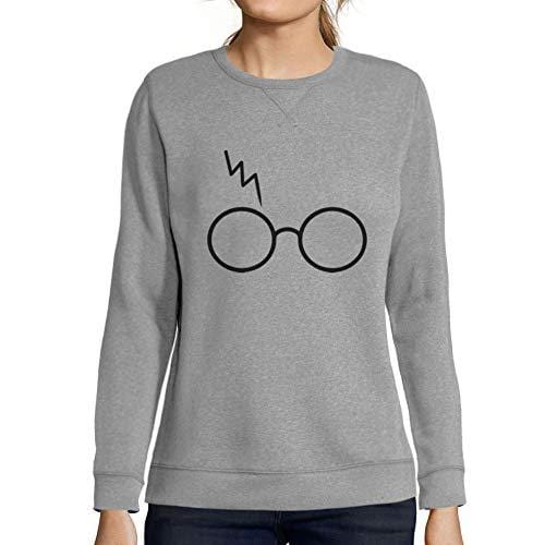 Ultrabasic - Femme Graphique Lunettes Cicatrice Éclair Sweatshirt Cadeau Idées Tee Gris Chiné