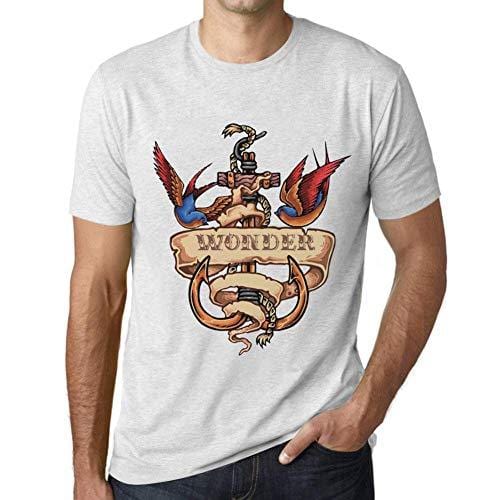 Ultrabasic - Homme T-Shirt Graphique Anchor Tattoo Wonder Blanc Chiné