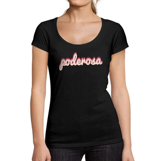 Ultrabasic - Tee-Shirt Femme col Rond Décolleté Puissant Noir Profond