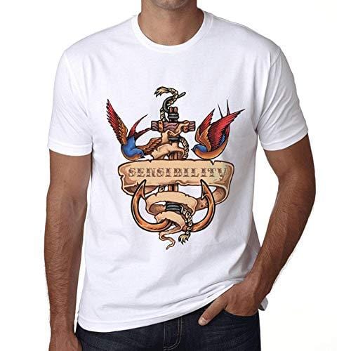 Ultrabasic - Homme T-Shirt Graphique Anchor Tattoo Sensibility Blanc