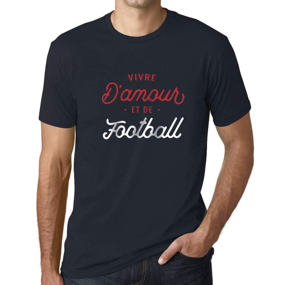 Ultrabasic - Homme Graphique Vivre d'amour et de Football T-Shirt Imprimé Lettres Marine