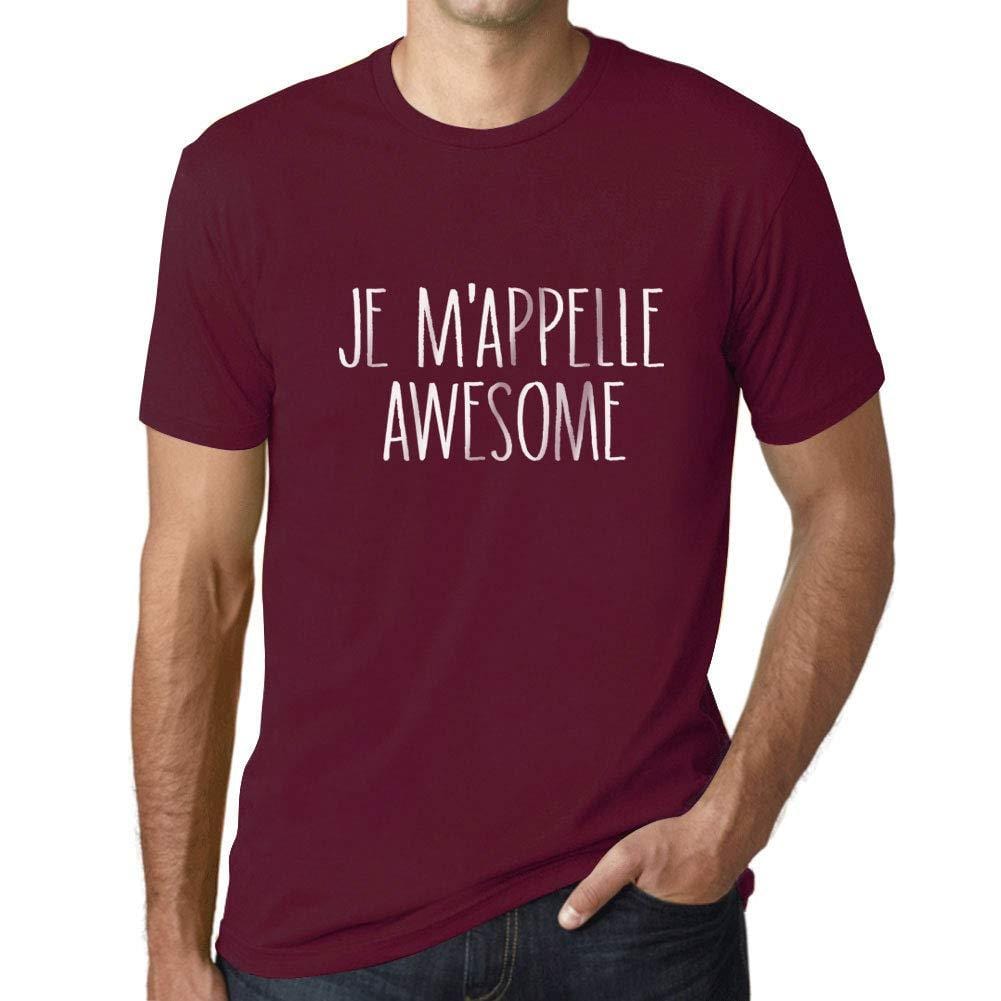 Ultrabasic - Homme Graphique Je m'appelle Awesome T-Shirt Blanc Lettre Bordeaux