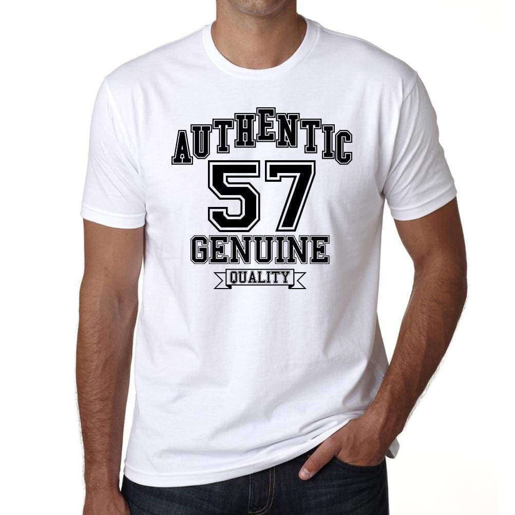 57 Authentic Genuine White Mens Short Sleeve Round Neck T-Shirt 00121 - White / S - Casual