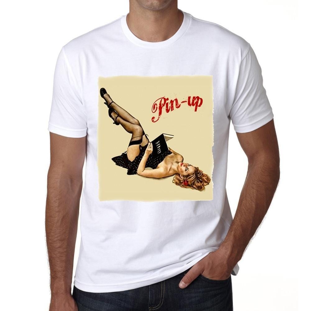 Pin-Up Him Book H T-Shirt,Homme,Blanc,t Shirt Homme