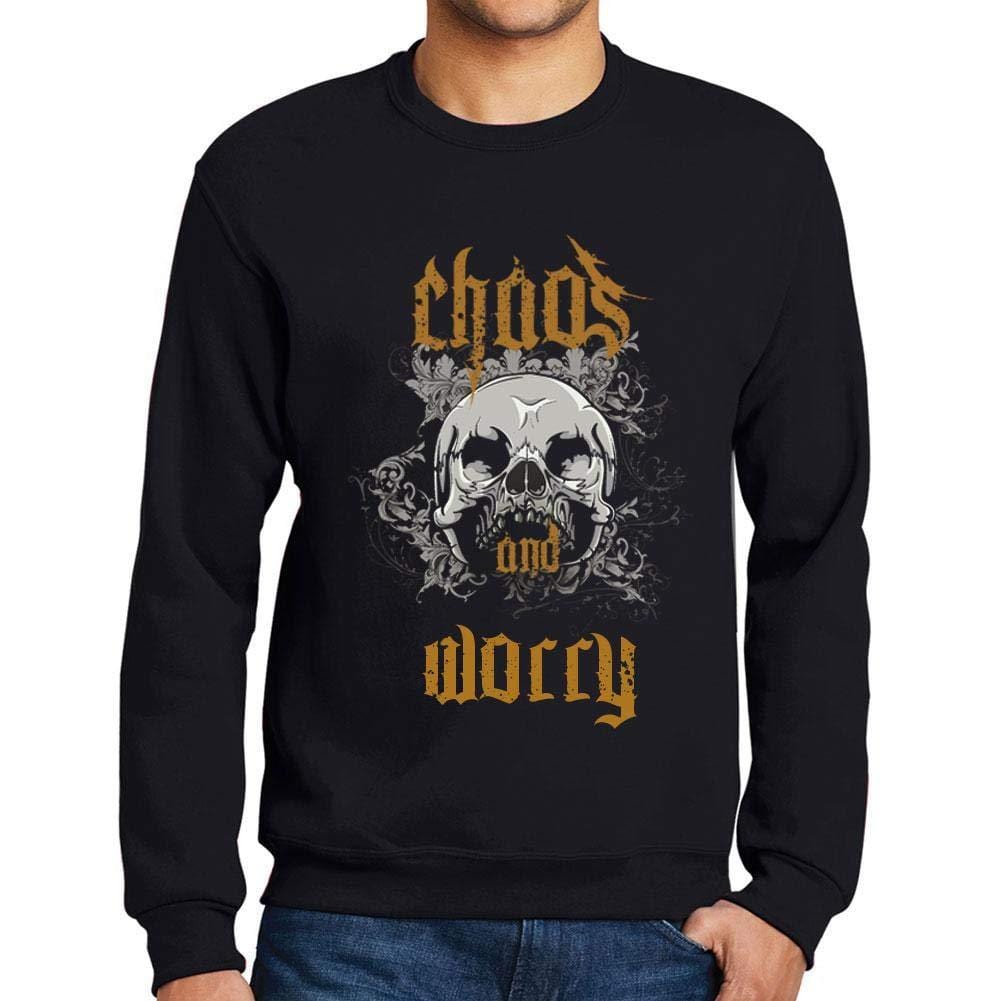 Ultrabasic - Homme Imprimé Graphique Sweat-Shirt Chaos and Worry Noir Profond