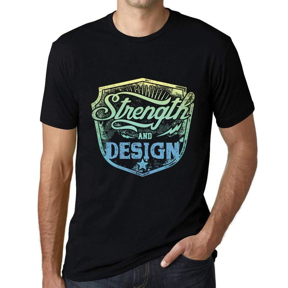 Herren T-Shirt Graphique Imprimé Vintage Tee Stärke und Design Noir Profond