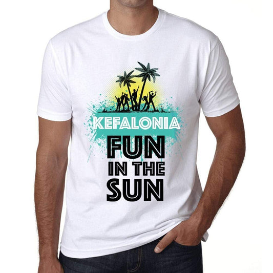 Herren T-Shirt Graphique Imprimé Vintage Tee Summer Dance KEFALONIA Blanc