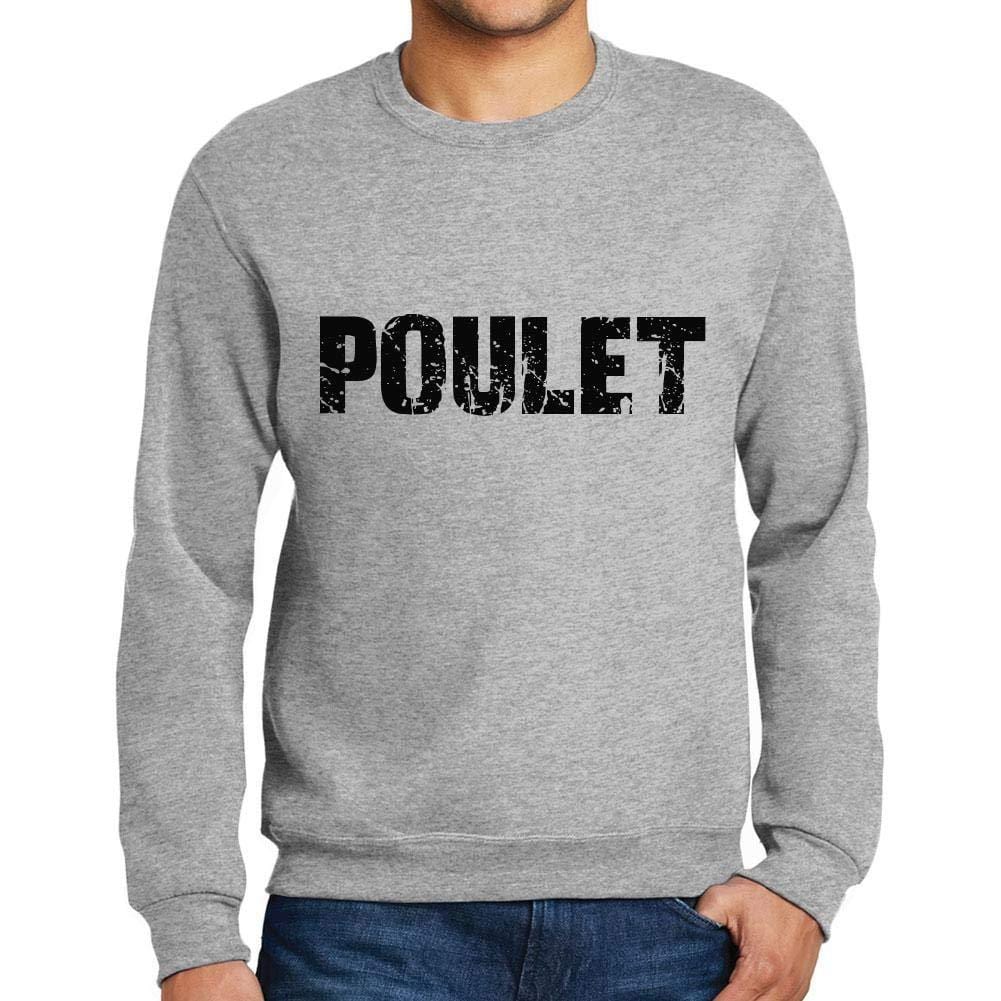 Ultrabasic Homme Imprimé Graphique Sweat-Shirt Popular Words Poulet Gris Chiné