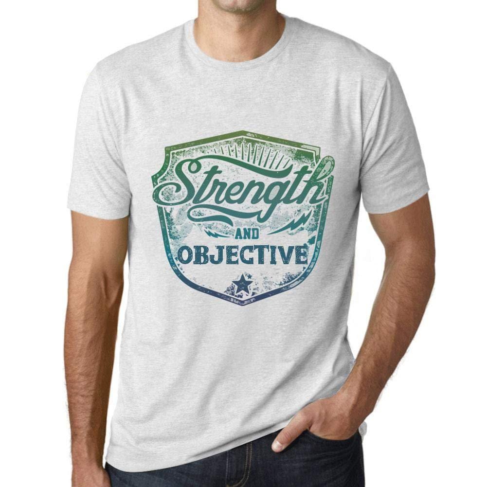 Homme T-Shirt Graphique Imprimé Vintage Tee Strength and Objective Blanc Chiné