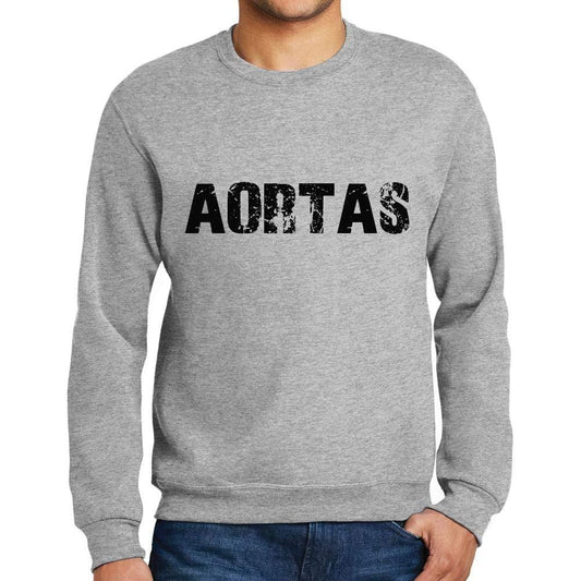 Ultrabasic Homme Imprimé Graphique Sweat-Shirt Popular Words AORTAS Gris Chiné