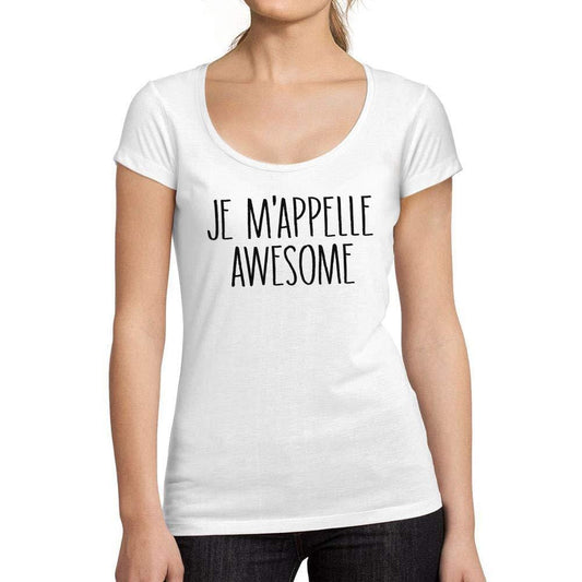 Ultrabasic - Femme Graphique Je m'appelle Awesome T-Shirt Blanc Lettre Blanco