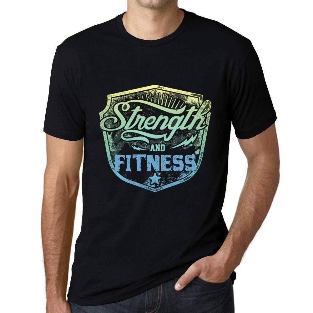 Herren T-Shirt Graphique Imprimé Vintage Tee Strength and Fitness Noir Profond