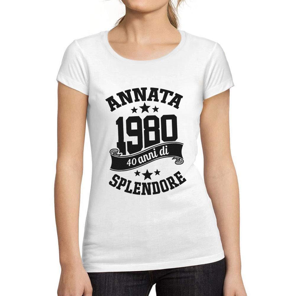 Ultrabasic® Tee-Shirt Femme Manches Courtes Annata Fatto nel 1980, 40 Anni di Splendore Anniversaire Cadeaux