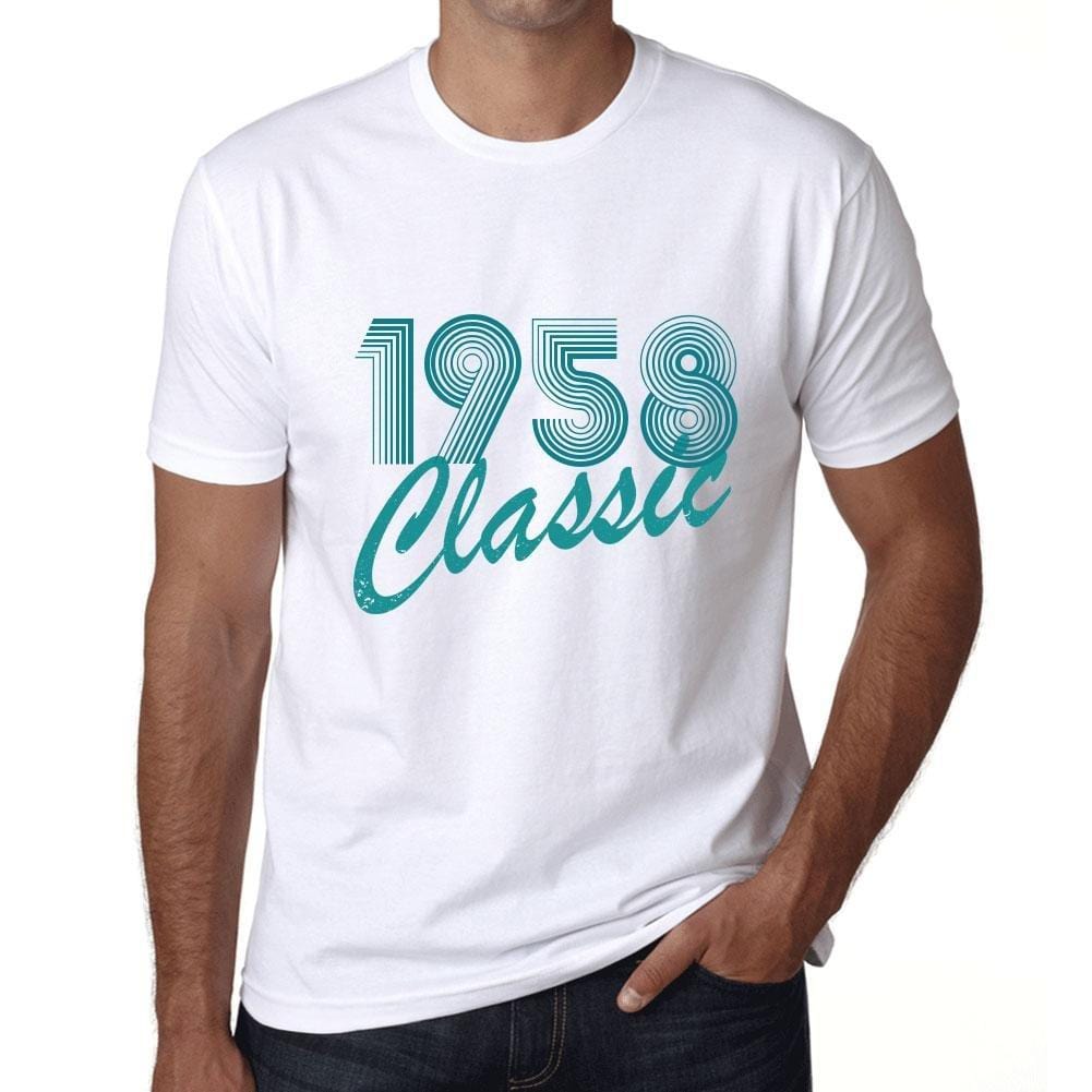 Ultrabasic - Homme T-Shirt Graphique Years Lines Classic 1958 Blanc