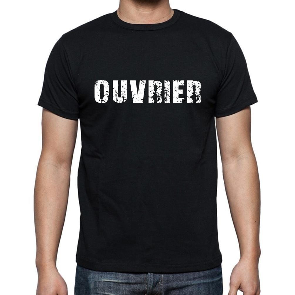 Ouvrier, t-Shirt pour Homme, en Coton, col Rond, Noir