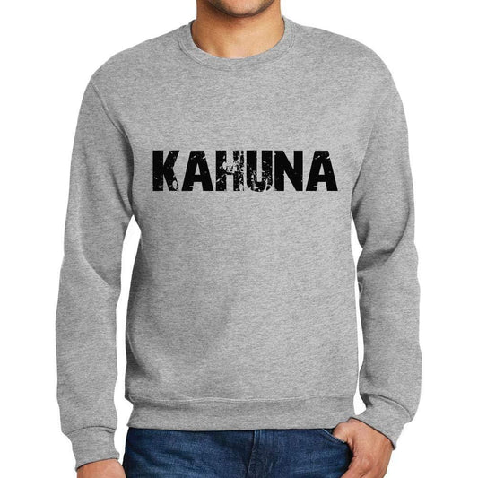 Ultrabasic Homme Imprimé Graphique Sweat-Shirt Popular Words Kahuna Gris Chiné