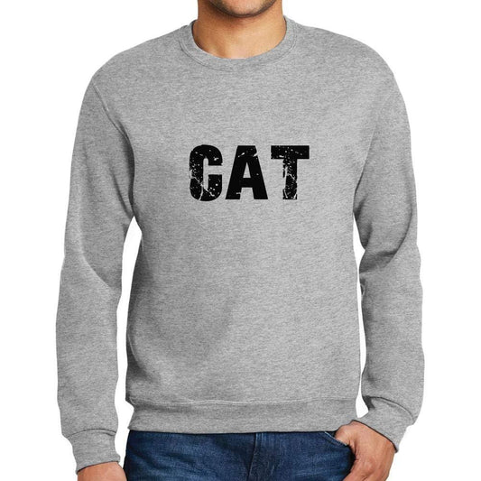 Ultrabasic Homme Imprimé Graphique Sweat-Shirt Popular Words Cat Gris Chiné