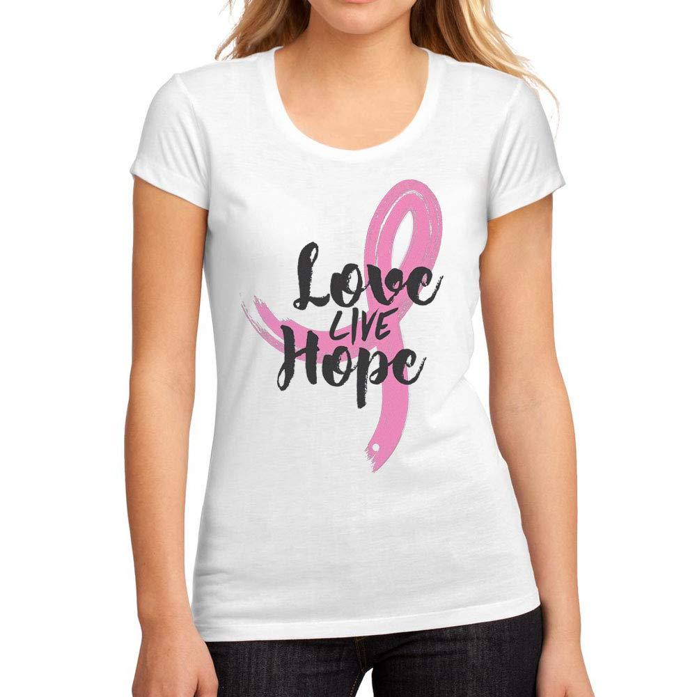 Women's Graphic T-Shirt Fight Cancer Love Live Hope White