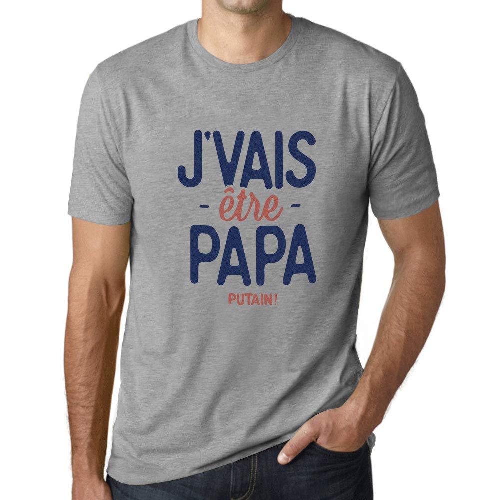 Ultrabasic - Graphique Homme J'vais Être Papa Putain T-Shirt Marine Letter Gris Chiné