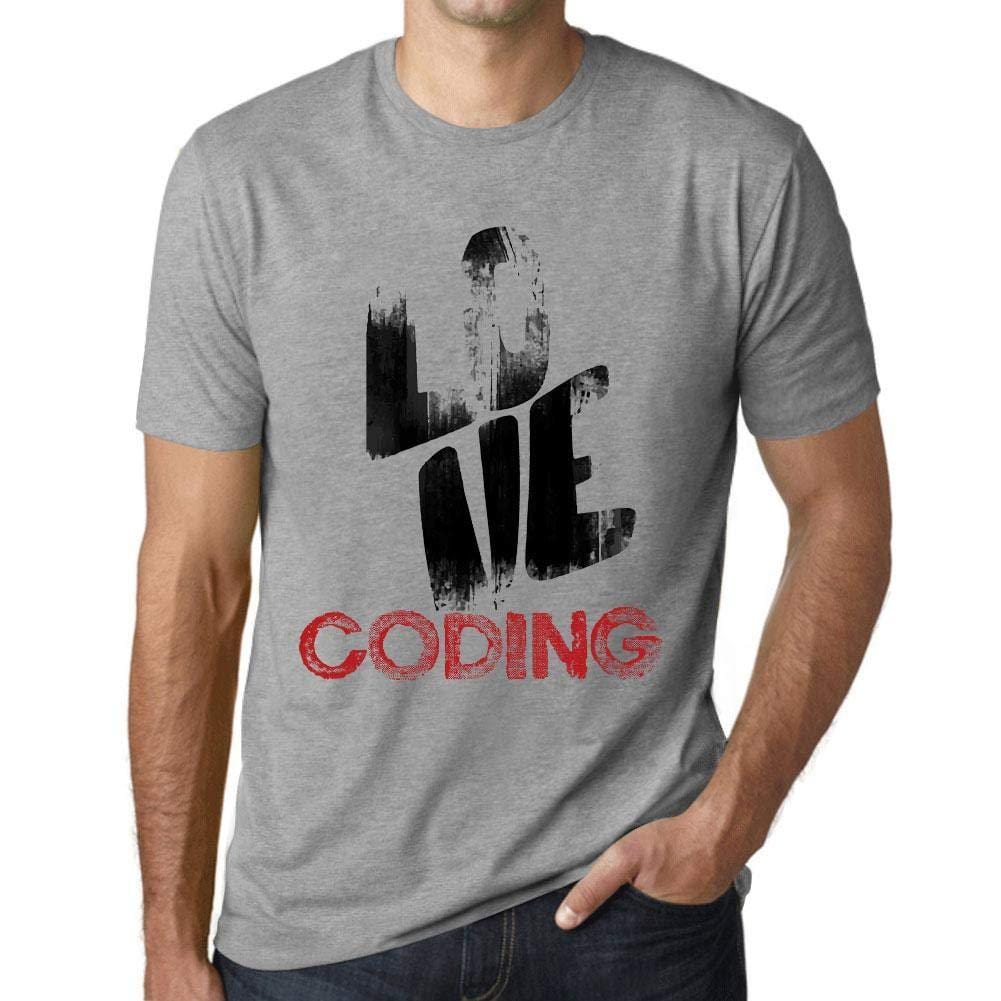 Ultrabasic - Homme T-Shirt Graphique Love Coding Gris Chiné