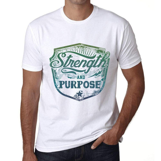 Homme T-Shirt Graphique Imprimé Vintage Tee Strength and Purpose Blanc