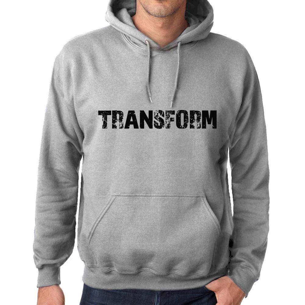 Homme Femme Unisex Sweat à Capuche Hoodie Popular Words Transform Gris Chiné