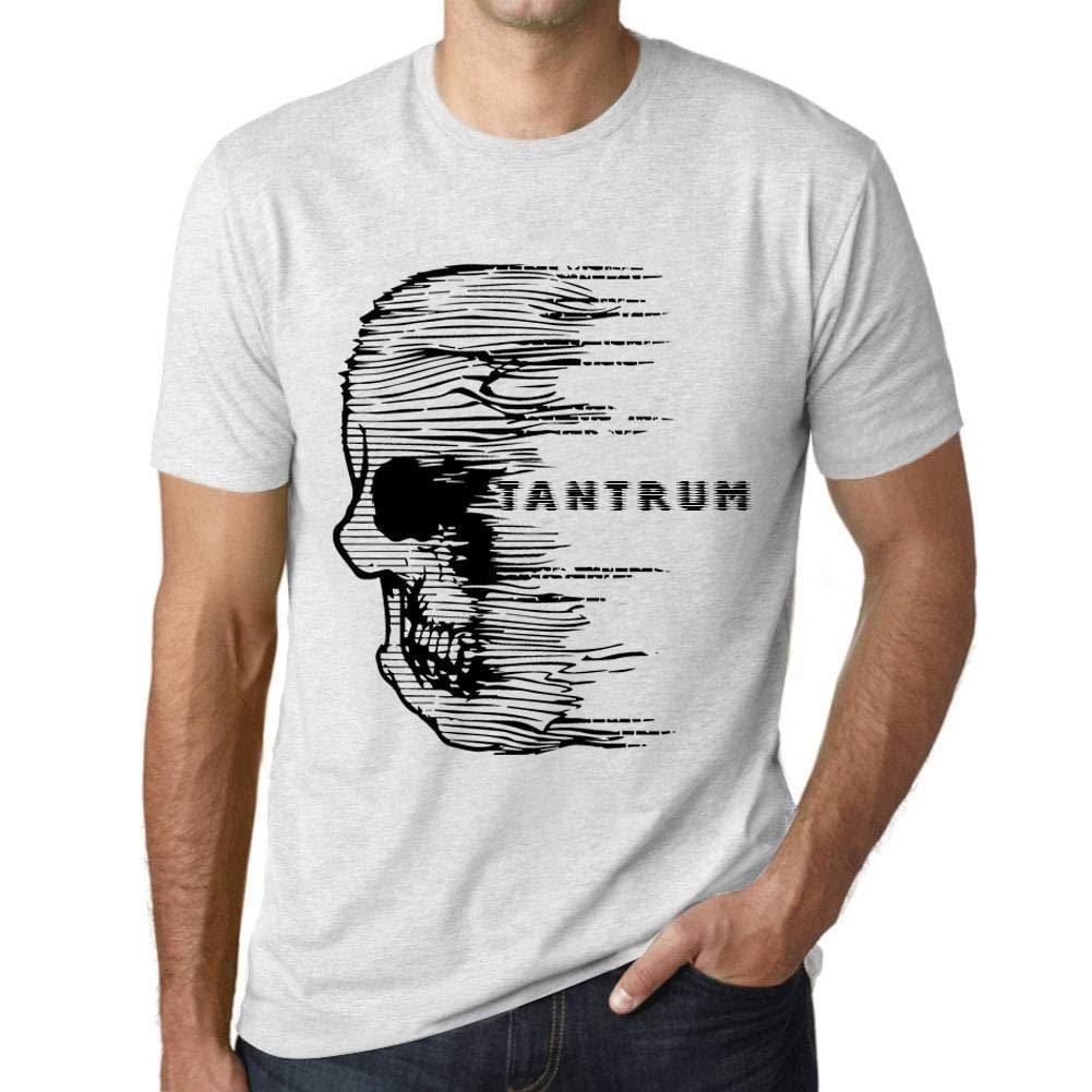 Herren T-Shirt mit grafischem Aufdruck Vintage Tee Anxiety Skull Tantrum Blanc Chiné