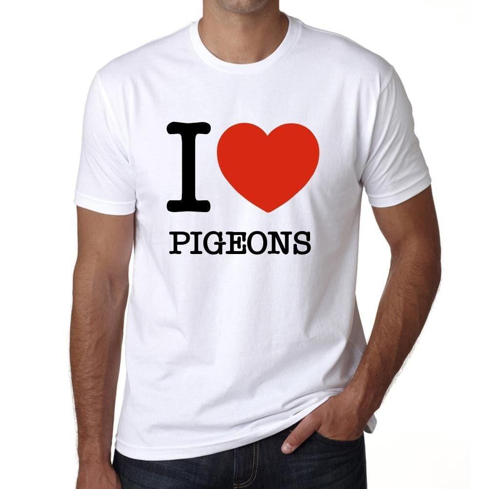 Homme Tee Vintage T Shirt Pigeons I Love Animals