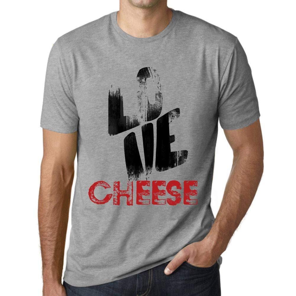 Ultrabasic - Homme T-Shirt Graphique Love Cheese Gris Chiné