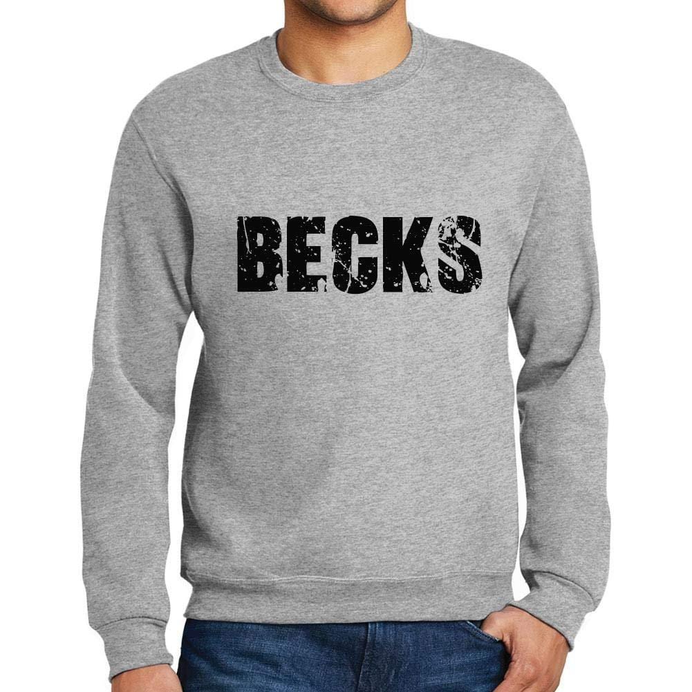 Ultrabasic Homme Imprimé Graphique Sweat-Shirt Popular Words Becks Gris Chiné