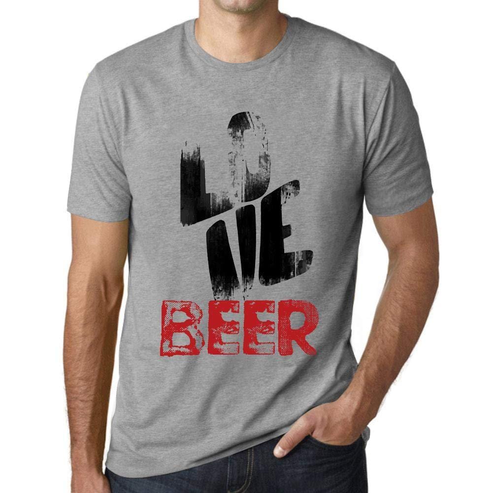 Ultrabasic - Homme T-Shirt Graphique Love Beer Gris Chiné