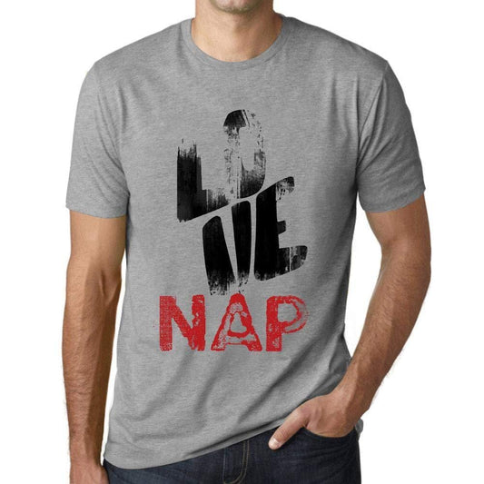 Ultrabasic - Homme T-Shirt Graphique Love Nap Gris Chiné