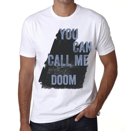 ULTRABASIC - Homme Tee Vintage T Shirt Doom, You Can Call Me Doom Medium Blanc