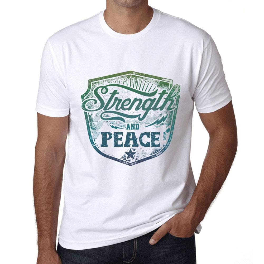 Homme T-Shirt Graphique Imprimé Vintage Tee Strength and Peace Blanc