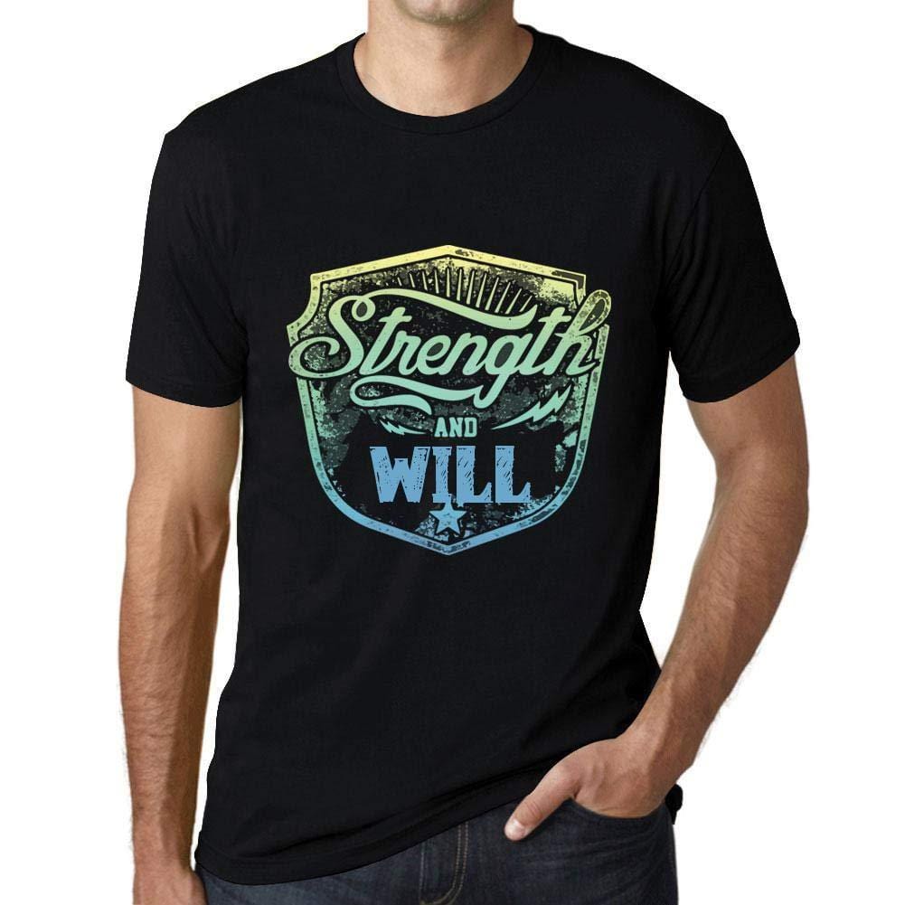 Herren T-Shirt Graphique Imprimé Vintage Tee Strength und Will Noir Profond